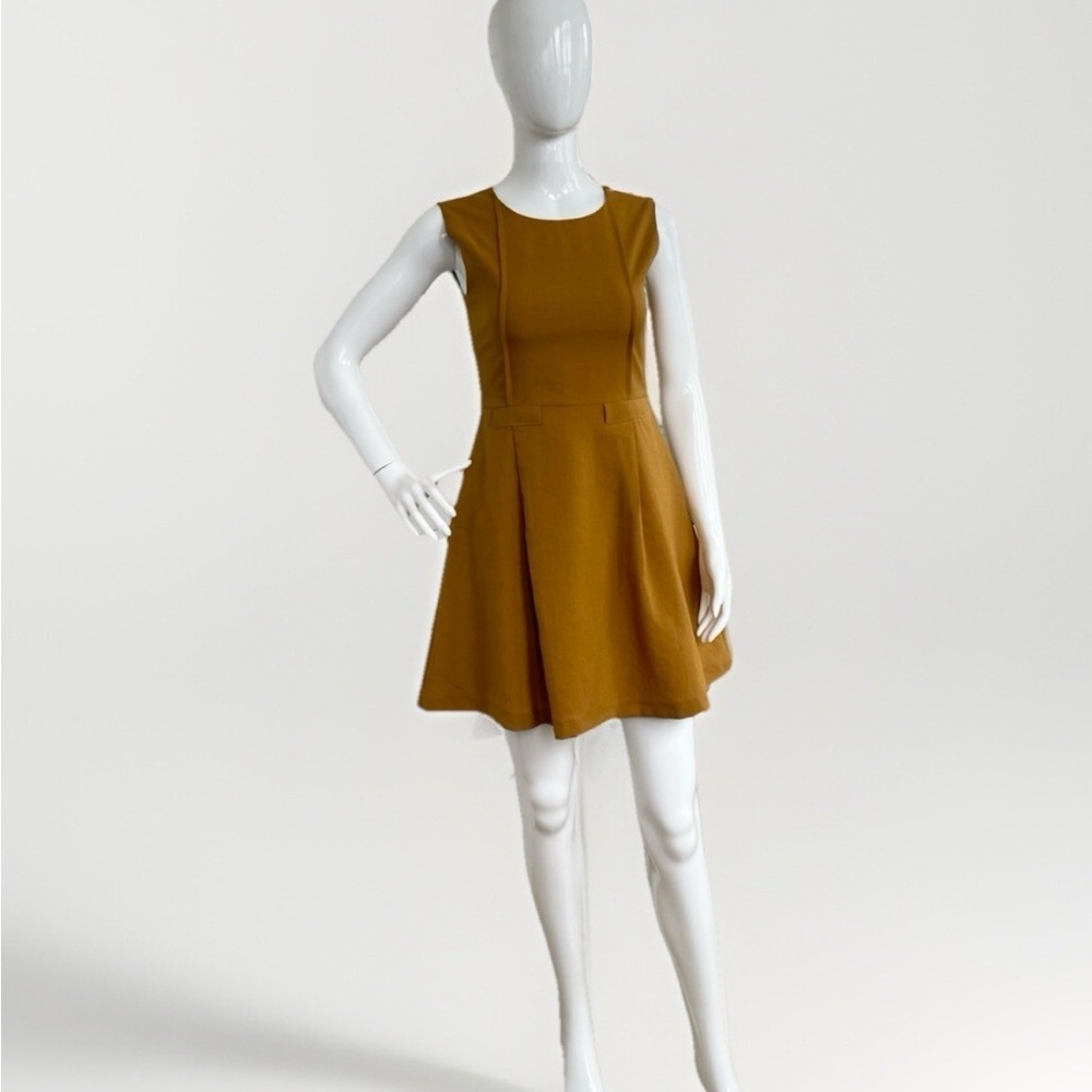 Pinkyotto Mustard Pleated A-Line Dress – Size Small – Office Career Style